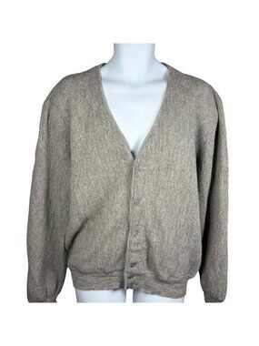 Vintage Superfine Alpaca Knit Cardigan Sweater Mens L Button Up Made in Peru